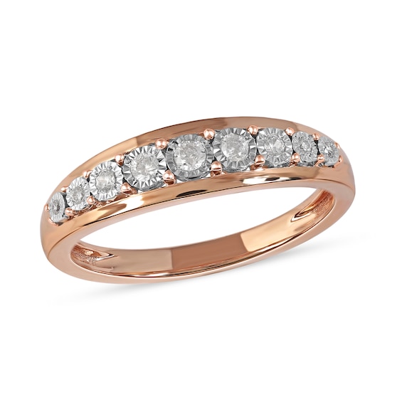 0.15 CT. T.W. Diamond Single Row Nine Stone Ring in 10K Rose Gold