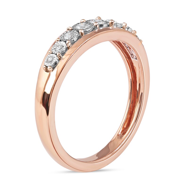 0.15 CT. T.W. Diamond Single Row Nine Stone Ring in 10K Rose Gold