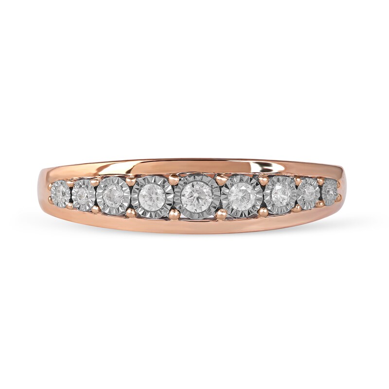 0.15 CT. T.W. Diamond Single Row Nine Stone Ring in 10K Rose Gold