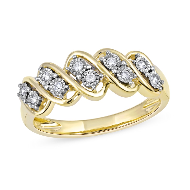 0.10 CT. T.W. Diamond Wavy Five Row Ring in 10K Gold