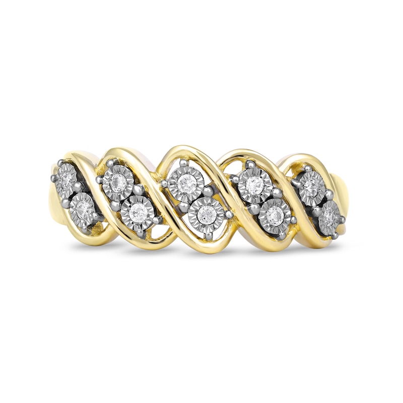 0.10 CT. T.W. Diamond Wavy Five Row Ring in 10K Gold