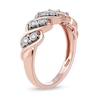 Thumbnail Image 1 of 0.10 CT. T.W. Diamond Wavy Five Row Ring in 10K Rose Gold