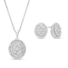 Thumbnail Image 1 of 0.69 CT. T.W. Oval Multi-Diamond Double Frame Pendant and Stud Earrings Set in 10K White Gold