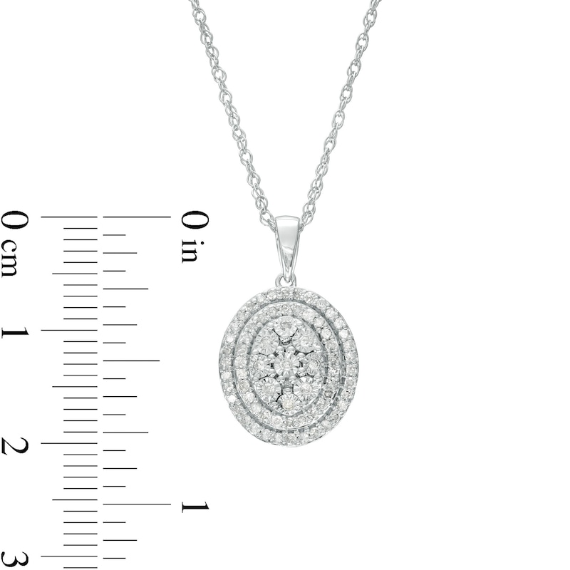 Main Image 3 of 0.69 CT. T.W. Oval Multi-Diamond Double Frame Pendant and Stud Earrings Set in 10K White Gold