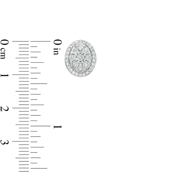 0.69 CT. T.W. Oval Multi-Diamond Double Frame Pendant and Stud Earrings Set in 10K White Gold