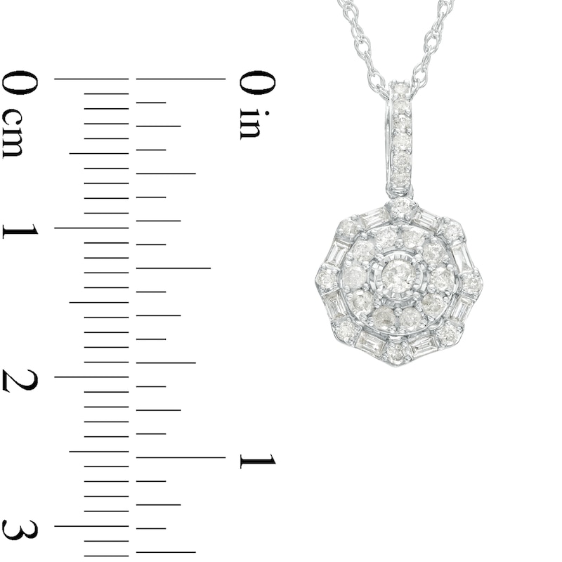 0.50 CT. T.W. Multi-Diamond Scallop Frame Pendant in 10K White Gold