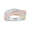 Thumbnail Image 0 of 0.40 CT. T.W. Diamond Triple Row Crossover Ring in 10K Tri-Tone Gold