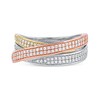 0.40 CT. T.W. Diamond Triple Row Crossover Ring in 10K Tri-Tone Gold
