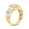 Thumbnail Image 1 of Men's 0.30 CT. T.W. Rectangular-Shaped Multi-Diamond Ribbed Shank Ring in 10K Two-Tone Gold