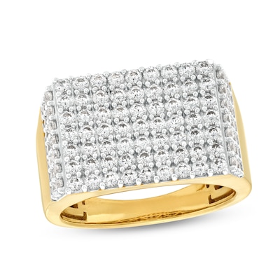 Men's 1.95 CT. T.W. Diamond Rectangle Multi-Row Ring in 10K Gold