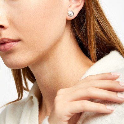 Diamond-Cut Lattice Stud Earrings in 14K Two-Tone Gold