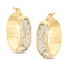 Thumbnail Image 1 of 10.0mm Diamond-Cut Lattice Hoop Earrings in 14K Gold