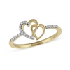 Thumbnail Image 0 of 0.06 CT. T.W. Diamond Intertwined Double Heart Ring in Sterling Silver with 14K Gold Plate