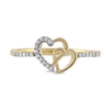 Thumbnail Image 2 of 0.06 CT. T.W. Diamond Intertwined Double Heart Ring in Sterling Silver with 14K Gold Plate