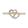 Thumbnail Image 3 of 0.06 CT. T.W. Diamond Intertwined Double Heart Ring in Sterling Silver with 14K Gold Plate