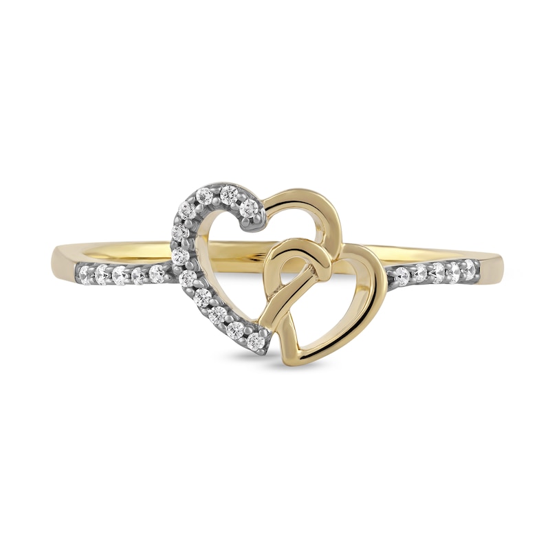 0.06 CT. T.W. Diamond Intertwined Double Heart Ring in Sterling Silver with 14K Gold Plate