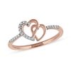 Thumbnail Image 0 of 0.06 CT. T.W. Diamond Intertwined Double Heart Ring in Sterling Silver with 14K Rose Gold Plate