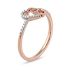 Thumbnail Image 1 of 0.06 CT. T.W. Diamond Intertwined Double Heart Ring in Sterling Silver with 14K Rose Gold Plate