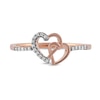 Thumbnail Image 2 of 0.06 CT. T.W. Diamond Intertwined Double Heart Ring in Sterling Silver with 14K Rose Gold Plate