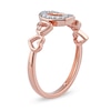 Thumbnail Image 1 of 0.05 CT. T.W. Diamond Five Tilted Open Heart Ring in Sterling Silver with 14K Rose Gold Plate