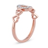 Thumbnail Image 1 of 0.05 CT. T.W. Diamond Five Tilted Open Heart Ring in Sterling Silver with 14K Rose Gold Plate