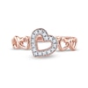 Thumbnail Image 2 of 0.05 CT. T.W. Diamond Five Tilted Open Heart Ring in Sterling Silver with 14K Rose Gold Plate