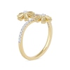 Thumbnail Image 1 of 0.15 CT. T.W. Diamond Double Flower Bypass Ring in Sterling Silver with 14K Gold Plate