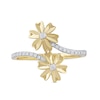 Thumbnail Image 2 of 0.15 CT. T.W. Diamond Double Flower Bypass Ring in Sterling Silver with 14K Gold Plate