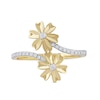 0.15 CT. T.W. Diamond Double Flower Bypass Ring in Sterling Silver with 14K Gold Plate