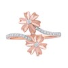 0.15 CT. T.W. Diamond Double Flower Bypass Ring in Sterling Silver with 14K Rose Gold Plate