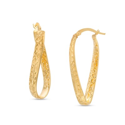 Diamond-Cut Twist Hoop Earrings in 14K Gold