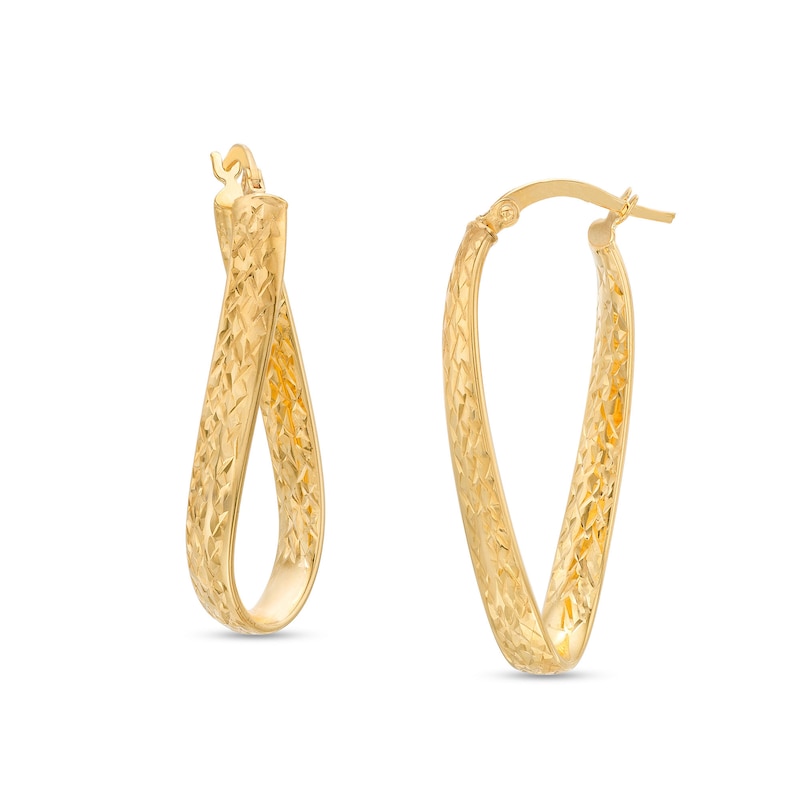Main Image 1 of Diamond-Cut Twist Hoop Earrings in 14K Gold