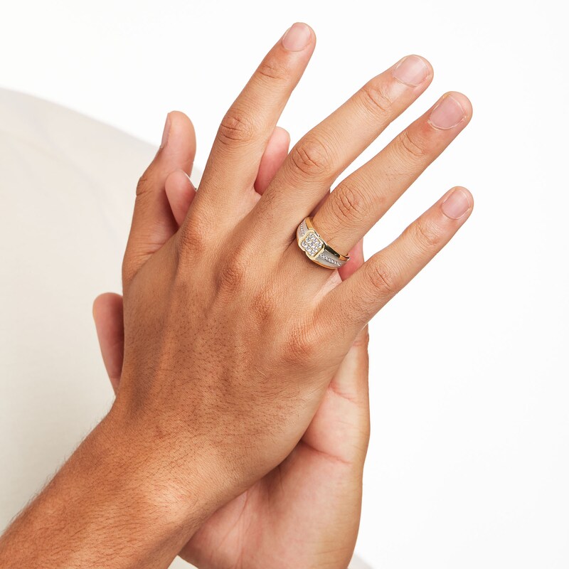 Main Image 2 of Men's 0.45 CT. T.W. Diamond Octagon-Shaped Ring in 10K Two-Tone Gold