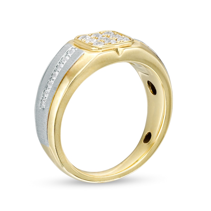Main Image 3 of Men's 0.45 CT. T.W. Diamond Octagon-Shaped Ring in 10K Two-Tone Gold