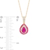 Thumbnail Image 3 of Pear-Shaped Ruby, Pink Sapphire and 0.07 CT. T.W. Diamond Double Frame Pendant in 10K Gold