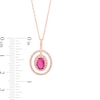 Thumbnail Image 3 of Oval Ruby and 0.15 CT. T.W. Diamond Double Open Frame Pendant in 10K Rose Gold