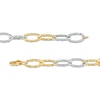 Italian Brilliance™ Alternating Diamond-Cut Paper Clip Link Chain Necklace in Hollow 14K Two-Tone Gold – 18.25"