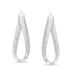Italian Brilliance™ 34.0mm Diamond-Cut Twist Hoop Earrings in 14K White Gold