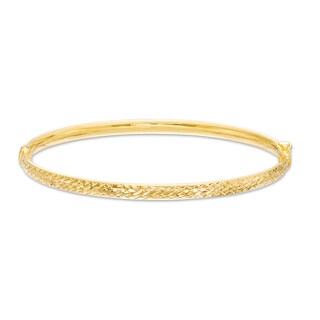 4.0mm Diamond-Cut Bangle in Hollow 14K Gold