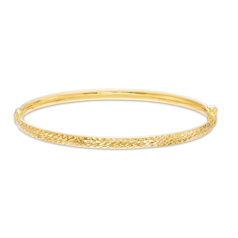 4.0mm Diamond-Cut Bangle in Hollow 14K Gold
