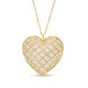 Diamond-Cut Lattice Heart Pendant in 14K Two-Tone Gold