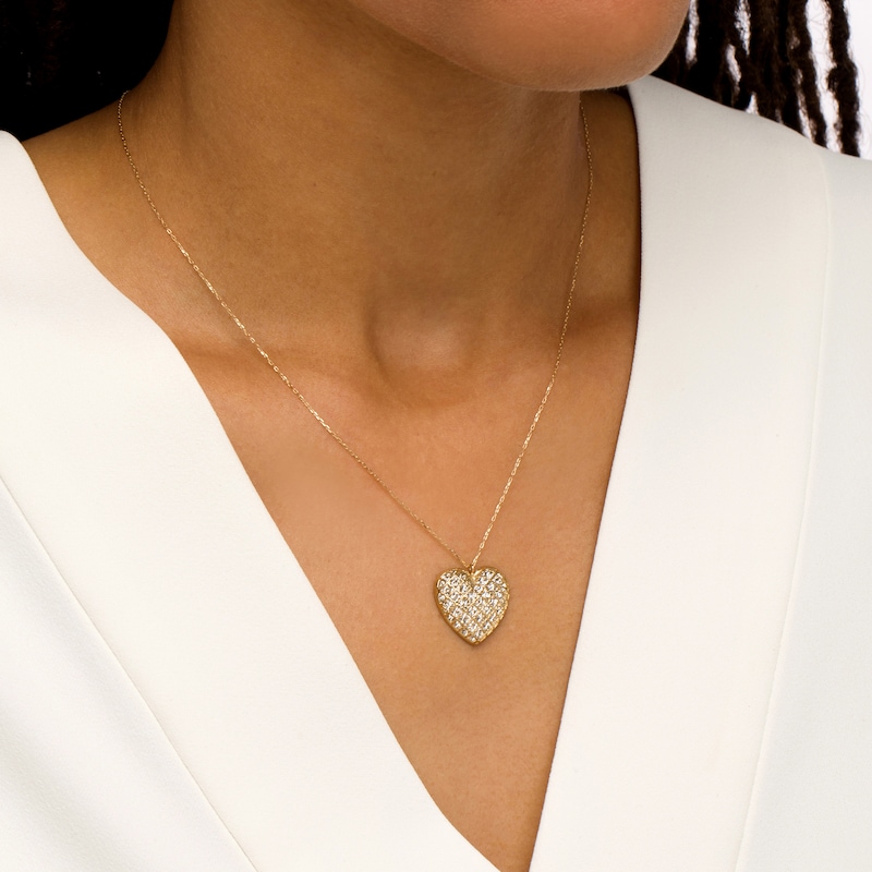 Italian Brilliance™ Diamond-Cut Lattice Heart Pendant in 14K Two-Tone Gold