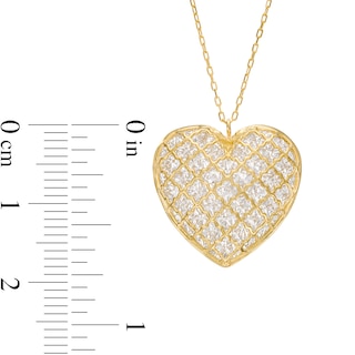 Diamond-Cut Lattice Heart Pendant in 14K Two-Tone Gold