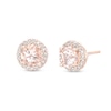 Thumbnail Image 1 of 5.0mm Morganite and 0.11 CT. T.W. Diamond Frame Stud Earrings in 10K Rose Gold