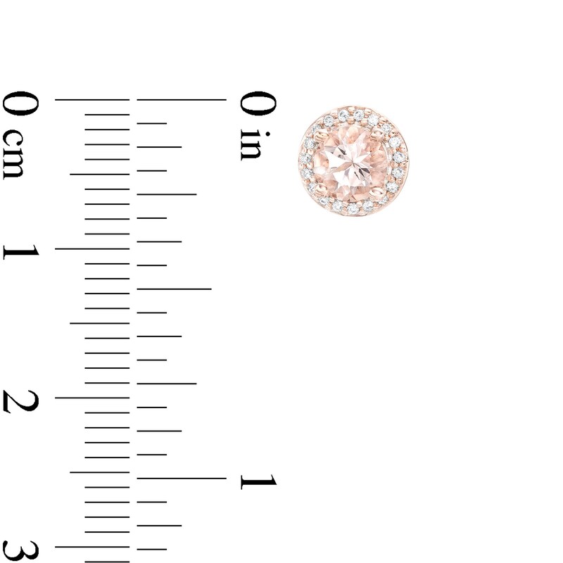 Main Image 3 of 5.0mm Morganite and 0.11 CT. T.W. Diamond Frame Stud Earrings in 10K Rose Gold