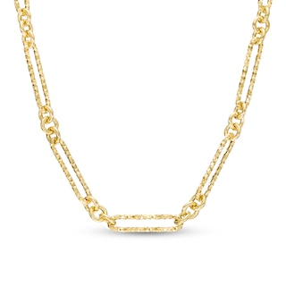 Italian Brilliance™ 5.0mm Diamond-Cut Paper Clip and Rolo Alternating Chain Necklace in Hollow 14K Gold
