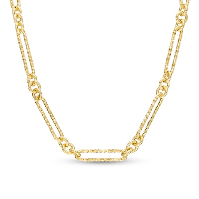 Italian Brilliance™ 5.0mm Diamond-Cut Paper Clip and Rolo Alternating Chain Necklace in Hollow 14K Gold
