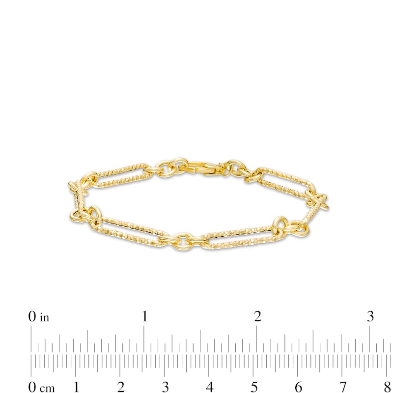 Italian Brilliance™ 5.0mm Alternating Diamond-Cut Paper Clip and Rolo Chain Bracelet in Hollow 14K Gold – 7.25"