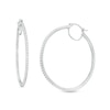 Thumbnail Image 1 of White Lab-Created Sapphire Hoop Earrings in Sterling Silver