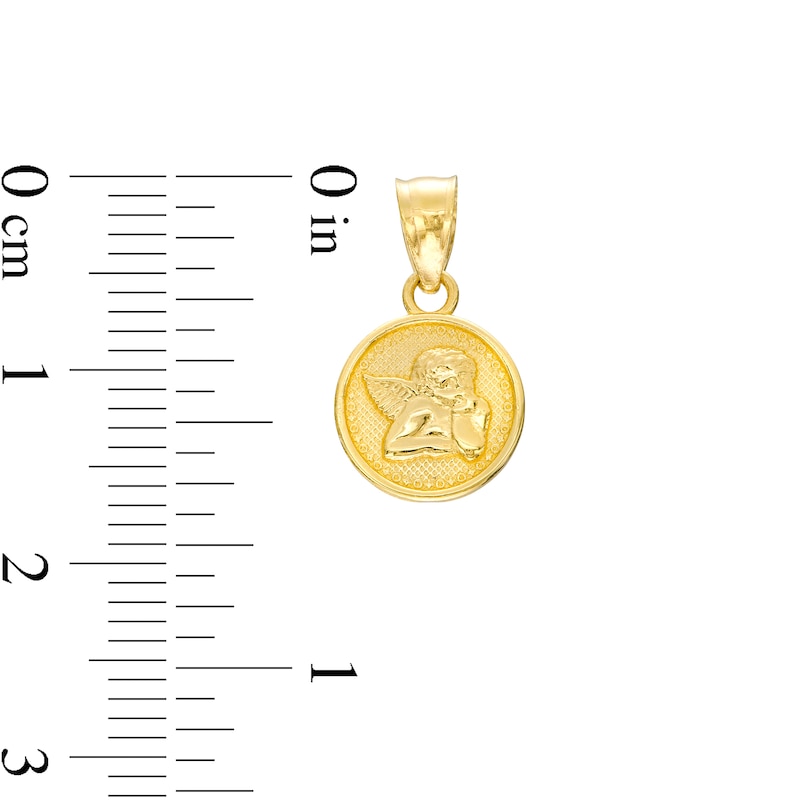 Angel Disc Necklace Charm in 14K Gold
